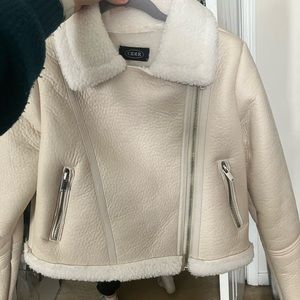 faux leather wool jacket